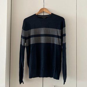 Navy and Gray Banana Republic Sweater, Men's Crew Neck Sweater in Luxury Blend